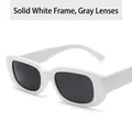 Retro fashion white square frame sunglasses with dark gray lenses for stylish street photography - Solid White Frame Grey Lens