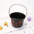 Halloween schwarzer Kürbis Eimer Süßigkeitenbehälter mit klassischem Jack-o'-Lantern Design - Schwarz