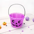 Seau à bonbons citrouille d'Halloween violet avec poignée noire pour les enfants - Style aux Yeux Ondulés / Violet