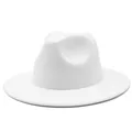 Chapeau fedora classique en laine blanche à bord plat pour hommes et femmes. - Blanc