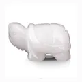 Handgeschnitzte Schildkrötenfigur aus natürlichem weißem Kristallstein für Heimdekoration. - Weißer Jade
