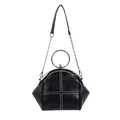 Sac à main noir élégant en forme de coquille avec poignée ronde en métal et chaîne - En forme de coquillage / Noir avec Surpiqûres Blanches
