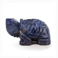 Handgeschnitzte blaue Naturstein-Schildkrötenfigur mit einzigartiger Marmorstruktur - Blauer Sodalith