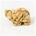 Handgeschnitzte Schildkrötenfigur aus Naturachat mit einzigartiger Punkttextur und Politur - Landschaftsjaspis