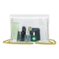 Clear PVC crossbody bag with gold chain for stadium and concert security events - Clear