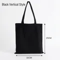Vertical small black canvas tote bag with 22x25cm dimensions for custom branding - Black Vertical / 22*25cm