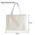 Beiger schlichter Canvas-Tragetasche mit horizontalem Design, Größe 35x25 cm zum Shoppen - Beige Horizontal / 35*25cm
