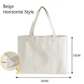 Einfache beige horizontale Canvas-Einkaufstasche, Maße 35x25x10cm zur Personalisierung - Beige Horizontal mit Boden / 35*25*10cm