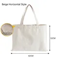 Robuste beige horizontale Canvas-Tasche mit praktischer Innentasche, 42x32 cm groß - Beige Horizontal mit Innentasche / 42*32CM