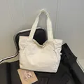Lightweight waterproof off-white crinkled nylon tote bag for yoga and commute - Single Bag / Beige