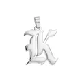 Pendentif lettre K en argent poli de style gothique pour colliers personnalisés - Lettre K (Pendentif uniquement (sans chaîne))