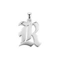 Pendentif lettre initiale B de style gothique poli en argent pour collier personnalisé - Lettre R (Pendentif uniquement (sans chaîne))