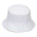 Detailed front view of a stylish white patent leather bucket hat with precise stitching - One Size / White (Reverse White)