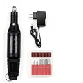 Professional portable electric nail drill machine with power adapter and sanding bits kit - A016-21 Black US Plug Bagged