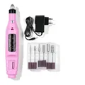 Professional electric nail drill machine set with pink polisher and 6 grinding bits - A016-17 Pink EU Plug Bagged