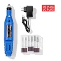 Portable electric nail drill kit in blue with US power adapter and professional sanding bits - A016-20 Blue US Plug Bagged
