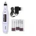 Portable electric nail drill kit in white with EU plug adapter and 6 metal grinding bits - A016-16 White EU Plug Bagged