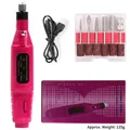Portable mini electric pink manicure drill set with 6 bits USB cable and box - USB Rose Red Boxed
