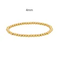 Vista detallada de cuentas de acero inoxidable doradas de 4mm en una pulsera elástica - Diámetro de Cuenta 4mm - Estilo Elástico (YB-852G-4mm)