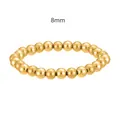 Vista dettagliata del bracciale elastico a sfere dorate da 8mm in acciaio inox - 8mm / Oro