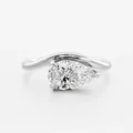 Elegant S925 sterling silver wave ring featuring a brilliant pear-cut zircon centerpiece - US 6 / White Gold