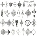 Sammlung von antiken Silberlegierungsanhängern und Schmuckverbindern für DIY-Schmuck - Gemischte Doppelöhr-Armbandanhänger (SN1856) / 30er Set / Antiksilber