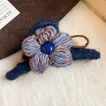 Elegante pinza para el pelo con flor de ganchillo azul y marrón con base suave - Estilo Pétalo de Punto Estilo Bosque (8#) / Azul