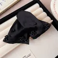 Elegante pasador de pelo con lazo de satén negro y perlas negras en un joyero de lujo - Estilo Lazo de Satén con Cuentas y Strass (10#) / Negro