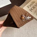 Pasador de pelo retro en tela marrón a rayas con cruz de diamantes y lazo elegante - Estilo Cruz de Cuadros Retro Británico (6#) / Marrón