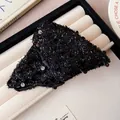 Elegante pinza para el cabello con lentejuelas negras para mujer en base de terciopelo - Estilo Pétalo en Capas de Lentejuelas Pesadas (9#) / Negro