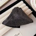 Exquisito pasador de pelo de tela negra totalmente cuajado de brillantes pedrería - Estilo Pesado Plegado de Strass Completo (12#) / Negro Plateado