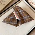Exquisita pinza de pelo de tela a cuadros marrón con una etiqueta decorativa hecha a mano - Estilo de Cuadros de Tela Hecho a Mano (14#) / Cuadros Vintage