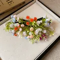 Exquisito clip de pelo de pico de pato con flores multicolores y detalles reales - Pinza de Pico de Pato Floral Colorida Estilo Bosque (5#) / Multicolor