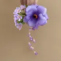 Elegante pinza para el cabello con flores de seda púrpura y borlas de campana de estilo étnico - Estilo Floral de Seda con Borlas de Campana Estilo Étnico (41#) / Pieza Única / Púrpura
