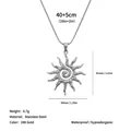 Stainless steel sun spiral pendant necklace with chain length details - Sun Necklace (H1262)