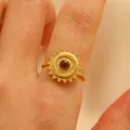 Vintage gold sunburst ring with round tiger eye stone for women, SKU variant view - Gold Sun Tiger Eye Ring Style (WG-0418)