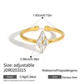 Anello regolabile in acciaio inossidabile dorato con design a stella in zirconi - Stile Aperto Stella a 4 Marquise (JDR0203315) / Oro