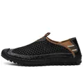 Atmungsaktive schwarze Mesh-Loafer für Herren mit strapazierfähiger Gummisohle für Sommerkomfort - 38 / Schwarz