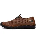 Atmungsaktive braune Mesh-Loafer für Herren, lässige Sommer-Slipper in Übergrößen - 38 / Braun