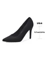 Elegant black suede pointed toe stiletto high heels with 9.7cm heel height for women - US11 / Black