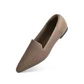 Eleganti ballerine a punta da donna in tessuto flyknit traspirante colore kaki - 6.5 / Marrone