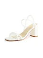 Elegant white square toe block heel sandals with delicate thin straps for summer. - 6.5 / White