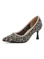 Full side view of flyknit pointed toe kitten heel pumps with abstract patterned texture - EU 35 / Leopard Print