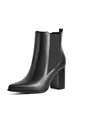 Elegant black faux leather Chelsea ankle boot with a chunky high heel and elastic panel. - US6 / Chelsea Ankle Boots Style (LDTZ0465) / Black PU Leather