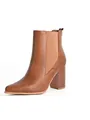 Elegant brown Chelsea ankle boots for women featuring chunky block heels and elastic sides - US5 / Chelsea Ankle Boots Style (LDTZ0465) / Brown PU Leather