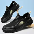 Sommer Herren schwarz atmungsaktive Mesh Outdoor Wasserschuhe mit rutschfester Sohle - 38 / Schwarz