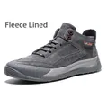 Bequeme graue Herren-High-Top-Outdoorschuhe aus Schweinsleder mit warmem Fleece-Futter - 38 / Fleecegefüttert / Grau