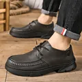 Handgenähte Herren-Business-Casual-Lederschuhe mit dicker, verschleißfester Sohle. - 38 / Grau
