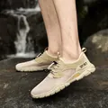 Atmungsaktive beige Mesh-Outdoor-Sneaker für Herren mit verstellbaren Schnürsenkeln - 38 / Sandfarben