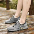 Atmungsaktive Herren Freizeitschuhe aus grauem Mesh mit elastischen Schnürsenkeln - 38 / Grau